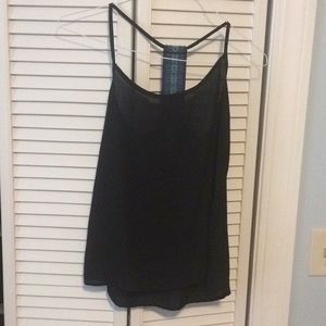 Black sheer tank top with tribal band on the back